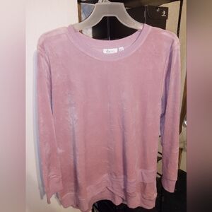 NWOT D&CO Active Mauve Long Sleeve Velour Top With A Krisskross Hem Line  2XL